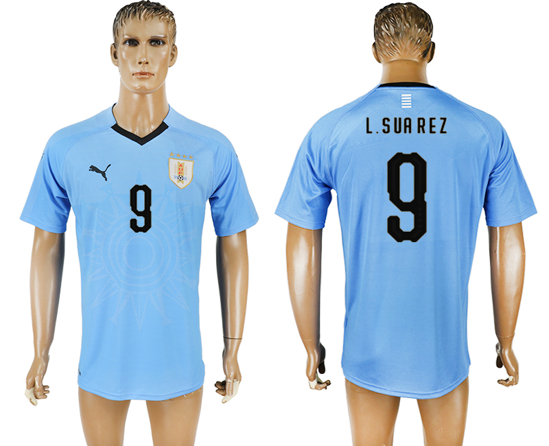 2018 world cup Maillot de foot Uruguay #9 L.SUAREZ BLUE